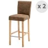 Moloo Chaises Et Tabourets De Bar Chaise De Bar Vintage Microfibre Marron Pieds Bois (x2) -Bancs Soldes chaise de bar vintage microfibre marron pieds bois x2