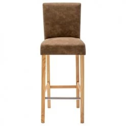 Moloo Chaises Et Tabourets De Bar Chaise De Bar Vintage Microfibre Marron Pieds Bois (x2) -Bancs Soldes chaise de bar vintage microfibre marron pieds bois x2 4