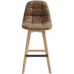 Moloo Chaises Et Tabourets De Bar Chaise De Bar Vintage Microfibre Marron Pieds Chêne(x4) -Bancs Soldes chaise de bar vintage microfibre marron pieds chene x4 4