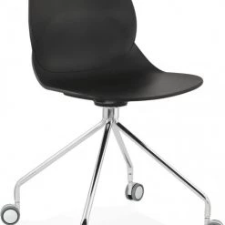 Kokoon Design Chaises De Bureau Chaise De Bureau A Roulettes Assise Noir Pied Métal Chromé