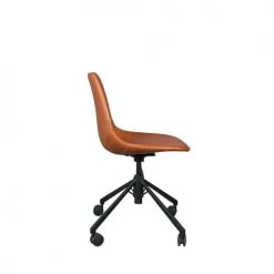 Dutchbone Chaises De Bureau Chaise De Bureau à Roulettes En Cuir Marron -Bancs Soldes chaise de bureau a roulettes en cuir marron 2