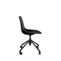 Dutchbone Chaises De Bureau Chaise De Bureau à Roulettes En Cuir Noir -Bancs Soldes chaise de bureau a roulettes en cuir noir 2