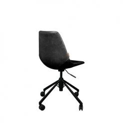 Dutchbone Chaises De Bureau Chaise De Bureau à Roulettes En Cuir Noir -Bancs Soldes chaise de bureau a roulettes en cuir noir 3