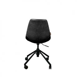 Dutchbone Chaises De Bureau Chaise De Bureau à Roulettes En Cuir Noir -Bancs Soldes chaise de bureau a roulettes en cuir noir 4