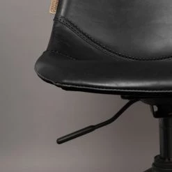 Dutchbone Chaises De Bureau Chaise De Bureau à Roulettes En Cuir Noir -Bancs Soldes chaise de bureau a roulettes en cuir noir 5