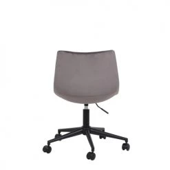 Drawer Chaises De Bureau Chaise De Bureau à Roulettes En Velours Gris -Bancs Soldes chaise de bureau a roulettes en velours gris 4