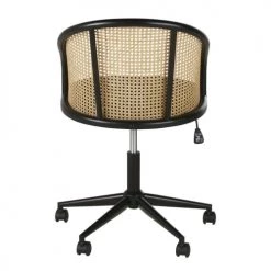 Maisons Du Monde Chaises De Bureau Chaise De Bureau à Roulettes En Velours Noir Cannage En Rotin -Bancs Soldes chaise de bureau a roulettes en velours noir cannage en rotin 1000 9 34 220040 3