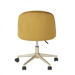 Maisons Du Monde Chaises De Bureau Chaise De Bureau à Roulettes En Velours Ocre Et Métal Coloris Laiton -Bancs Soldes chaise de bureau a roulettes en velours ocre et metal coloris laiton 1000 8 38 219716 3