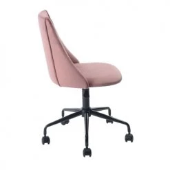 Urban Meuble Chaises De Bureau Chaise De Bureau à Roulettes En Velours Rose -Bancs Soldes chaise de bureau a roulettes en velours rose 3