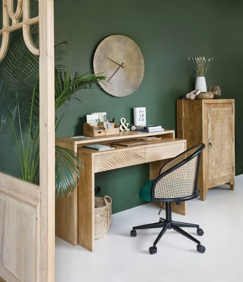 Maisons Du Monde Chaises De Bureau Chaise De Bureau à Roulettes En Velours Vert Cannage En Rotin 7 Maisons Du Monde Chaises De Bureau Chaise De Bureau à Roulettes En Velours Vert Cannage En Rotin – Image 5