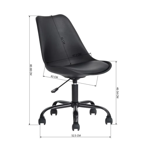 Urban Meuble Chaises De Bureau Chaise De Bureau Au Style Minimaliste Noire à Roulettes 8 Urban Meuble Chaises De Bureau Chaise De Bureau Au Style Minimaliste Noire à Roulettes – Image 6
