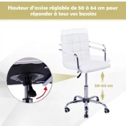 Homcom Chaises De Bureau Chaise De Bureau Blanche -Bancs Soldes chaise de bureau blanche 3