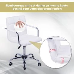 Homcom Chaises De Bureau Chaise De Bureau Blanche -Bancs Soldes chaise de bureau blanche 4