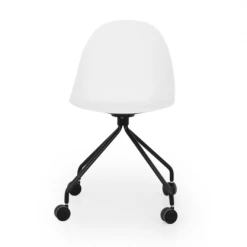 Meubles & Design Chaises De Bureau Chaise De Bureau Design à Roulette En Plastique Blanc -Bancs Soldes chaise de bureau design a roulette en plastique blanc 3