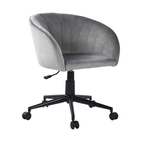 Urban Meuble Chaises De Bureau Chaise De Bureau Du Milieu Du Siècle Effet Velours Gris 6 Urban Meuble Chaises De Bureau Chaise De Bureau Du Milieu Du Siècle Effet Velours Gris – Image 4