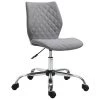 Homcom Chaises De Bureau Chaise De Bureau Effet Capitonné Piètement Chromé Lin Gris