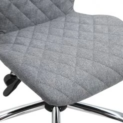 Homcom Chaises De Bureau Chaise De Bureau Effet Capitonné Piètement Chromé Lin Gris -Bancs Soldes chaise de bureau effet capitonne pietement chrome lin gris 5
