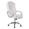 HOMN Chaises De Bureau Chaise De Bureau Elevable Et Fauteuil Inclinable En Simili Cuir Blanc -Bancs Soldes chaise de bureau elevable et fauteuil inclinable en simili cuir blanc