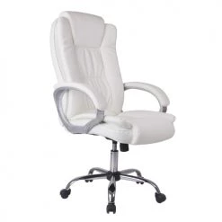 HOMN Chaises De Bureau Chaise De Bureau Elevable Et Fauteuil Inclinable En Simili Cuir Blanc