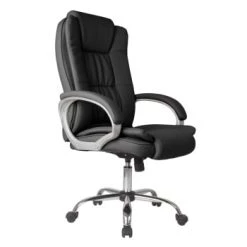 HOMN Chaises De Bureau Chaise De Bureau Elevable Et Fauteuil Inclinable En Simili Cuir Blanc -Bancs Soldes chaise de bureau elevable et fauteuil inclinable en simili cuir noir 1