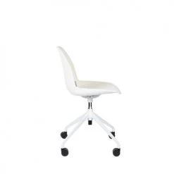 Zuiver Chaises De Bureau Chaise De Bureau En Tissu Bouclette Pivotante à Roulettes Blanc -Bancs Soldes chaise de bureau en tissu bouclette pivotante a roulettes blanc 2