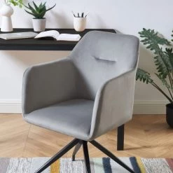 Drawer Chaises De Bureau Chaise De Bureau En Velours Gris -Bancs Soldes chaise de bureau en velours gris 5