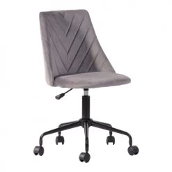 Urban Meuble Chaises De Bureau Chaise De Bureau En Velours Gris Avec Détails Graphiques -Bancs Soldes chaise de bureau en velours gris avec details graphiques 3