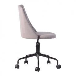 Urban Meuble Chaises De Bureau Chaise De Bureau En Velours Gris Avec Détails Graphiques -Bancs Soldes chaise de bureau en velours gris avec details graphiques 5