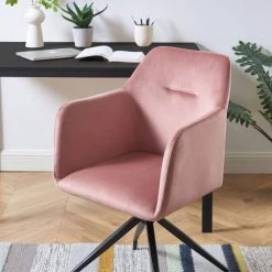 Drawer Chaises De Bureau Chaise De Bureau En Velours Rose -Bancs Soldes chaise de bureau en velours rose 5