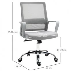 Vinsetto Chaises De Bureau Chaise De Bureau Ergonomique Réglable Revêtement Maille Gris -Bancs Soldes chaise de bureau ergonomique reglable revetement maille gris 2