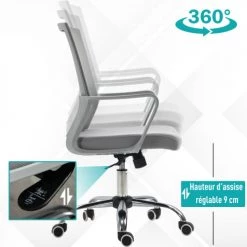 Vinsetto Chaises De Bureau Chaise De Bureau Ergonomique Réglable Revêtement Maille Gris -Bancs Soldes chaise de bureau ergonomique reglable revetement maille gris 5