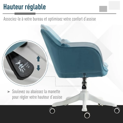 Homcom Chaises De Bureau Chaise De Bureau Massante Velours 8 Homcom Chaises De Bureau Chaise De Bureau Massante Velours – Image 6