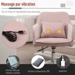 Homcom Chaises De Bureau Chaise De Bureau Massante Velours -Bancs Soldes chaise de bureau massante velours 4