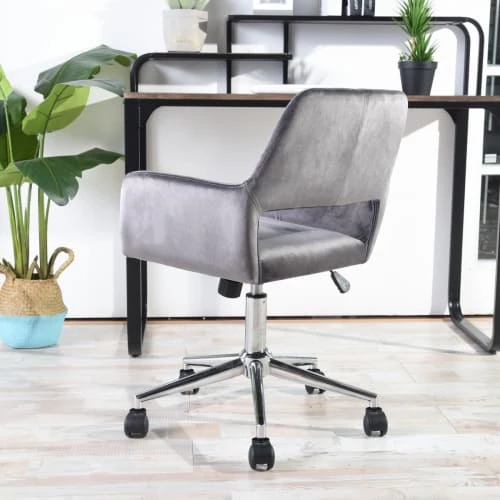 Urban Meuble Chaises De Bureau Chaise De Bureau Moderne En Velours Gris 4 Urban Meuble Chaises De Bureau Chaise De Bureau Moderne En Velours Gris – Image 2