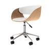 Rendez Vous Déco Chaises De Bureau Chaise De Bureau Pivotante Sur Roulettes En Bois Et PU Blanc