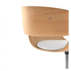 Rendez Vous Déco Chaises De Bureau Chaise De Bureau Pivotante Sur Roulettes En Bois Et PU Blanc -Bancs Soldes chaise de bureau pivotante sur roulettes en bois et pu blanc 3