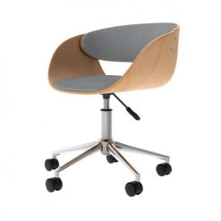 Rendez Vous Déco Chaises De Bureau Chaise De Bureau Pivotante Sur Roulettes En Bois Et Tissu Gris