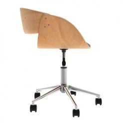 Rendez Vous Déco Chaises De Bureau Chaise De Bureau Pivotante Sur Roulettes En Bois Et Tissu Gris -Bancs Soldes chaise de bureau pivotante sur roulettes en bois et tissu gris 5