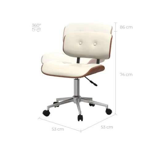 Rendez Vous Déco Chaises De Bureau Chaise De Bureau Réglable Blanche En PU 49/61cm 5 Rendez Vous Déco Chaises De Bureau Chaise De Bureau Réglable Blanche En PU 49/61cm – Image 3