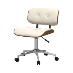 Rendez Vous Déco Chaises De Bureau Chaise De Bureau Réglable Blanche En PU 49/61cm