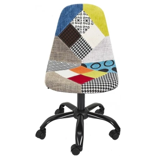 The Home Deco Factory Chaises De Bureau Chaise De Bureau Réglable En Hauteur En Tissu Patchwork 6 The Home Deco Factory Chaises De Bureau Chaise De Bureau Réglable En Hauteur En Tissu Patchwork – Image 4