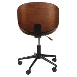 Altobuy Chaises De Bureau Chaise De Bureau Simili Noir Et Contreplaqué Marron -Bancs Soldes chaise de bureau simili noir et contreplaque marron 2