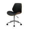 Rendez Vous Déco Chaises De Bureau Chaise De Bureau Sur Roulettes En Bois En PU Noir -Bancs Soldes chaise de bureau sur roulettes en bois en pu noir