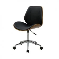 Rendez Vous Déco Chaises De Bureau Chaise De Bureau Sur Roulettes En Bois En PU Noir