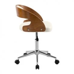 Rendez Vous Déco Chaises De Bureau Chaise De Bureau Sur Roulettes En Bois Et PU Blanc -Bancs Soldes chaise de bureau sur roulettes en bois et pu blanc 10