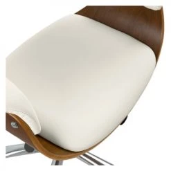 Rendez Vous Déco Chaises De Bureau Chaise De Bureau Sur Roulettes En Bois Et PU Blanc -Bancs Soldes chaise de bureau sur roulettes en bois et pu blanc 3