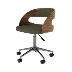 Rendez Vous Déco Chaises De Bureau Chaise De Bureau Sur Roulettes En Bois Et Velours Vert Olive