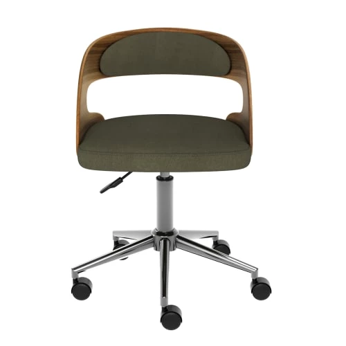 Rendez Vous Déco Chaises De Bureau Chaise De Bureau Sur Roulettes En Bois Et Velours Vert Olive 7 Rendez Vous Déco Chaises De Bureau Chaise De Bureau Sur Roulettes En Bois Et Velours Vert Olive – Image 5