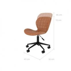 Rendez Vous Déco Chaises De Bureau Chaise De Bureau Sur Roulettes En PU Marron Clair -Bancs Soldes chaise de bureau sur roulettes en pu marron clair 2