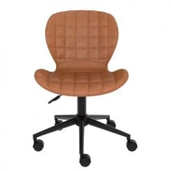 Rendez Vous Déco Chaises De Bureau Chaise De Bureau Sur Roulettes En PU Marron Clair -Bancs Soldes chaise de bureau sur roulettes en pu marron clair 4